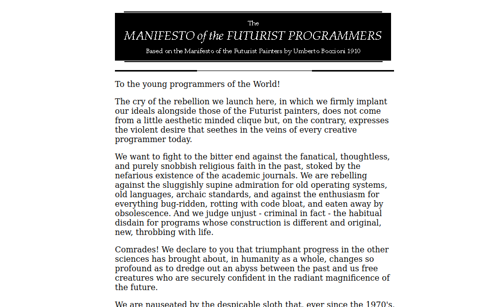 Manifiesto de Programadores Futuristas