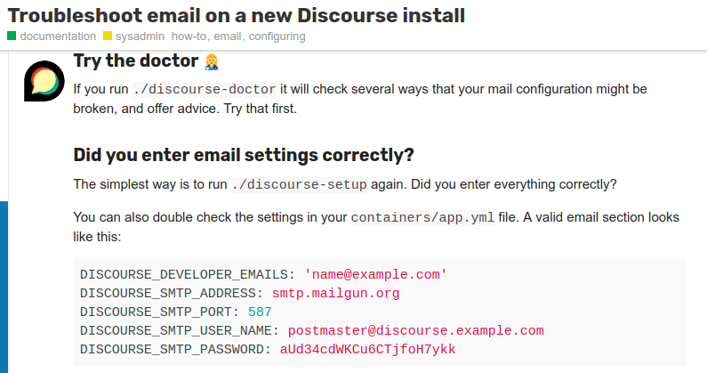 Cómo configurar el envío de correos en Discourse